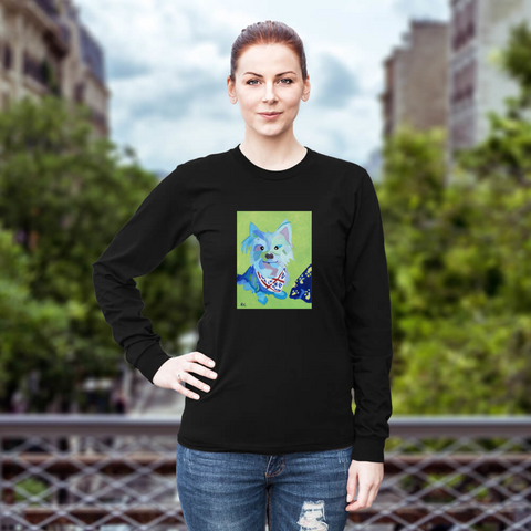 Trendy Dog!!! long sleeve unisex Art T Shirt , all sizes (please state sizes when you order thank you)