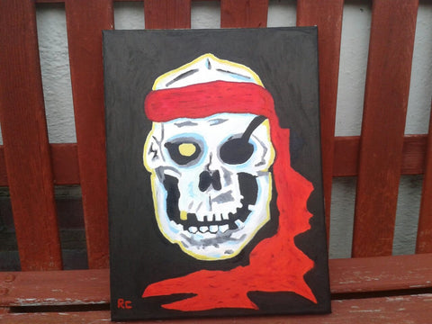 Pirate Skull Original Rob C Oil Painting 30 x 40 cm ready to hang