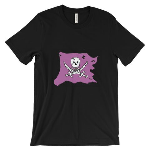 Purple pirate flag designer logo Unisex short sleeve t-shirt  (Free shipping)