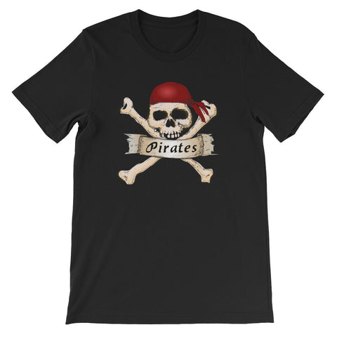 Pirate skull n crossbones with scroll Unisex short sleeve t-shirt