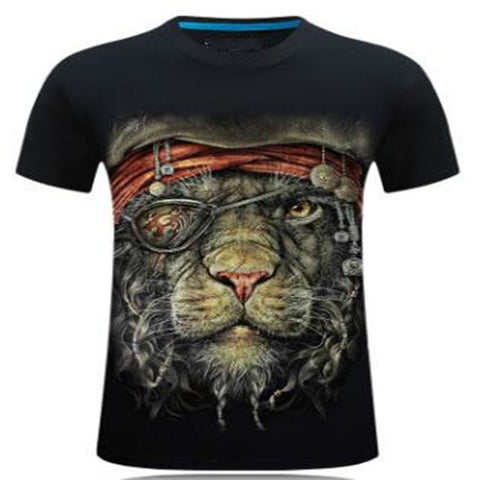 New  2017 3D Short Sleeved T-shirt Explosion Domineering Personality T-shirt With Stereo XL - Pirate Leopard