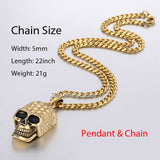 Gothic Star Hollow Rivet 3 Piled Pirate Vine Surrounded Skull Mens Boys 316L Stainless Steel Pendant Necklace LHP264